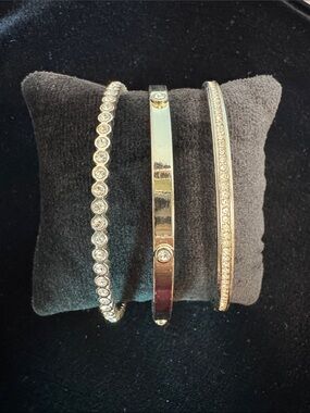 Classic Gold Tone Stackable Bangle Set - Women Jewelry
